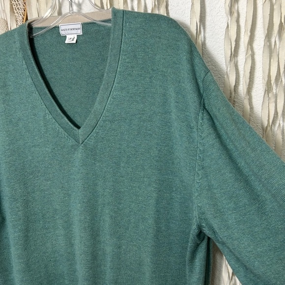 Maus & Hoffman Men's Teal 100% Pima Cotton V-Neck Sweater Size XL - Picture 2 of 8